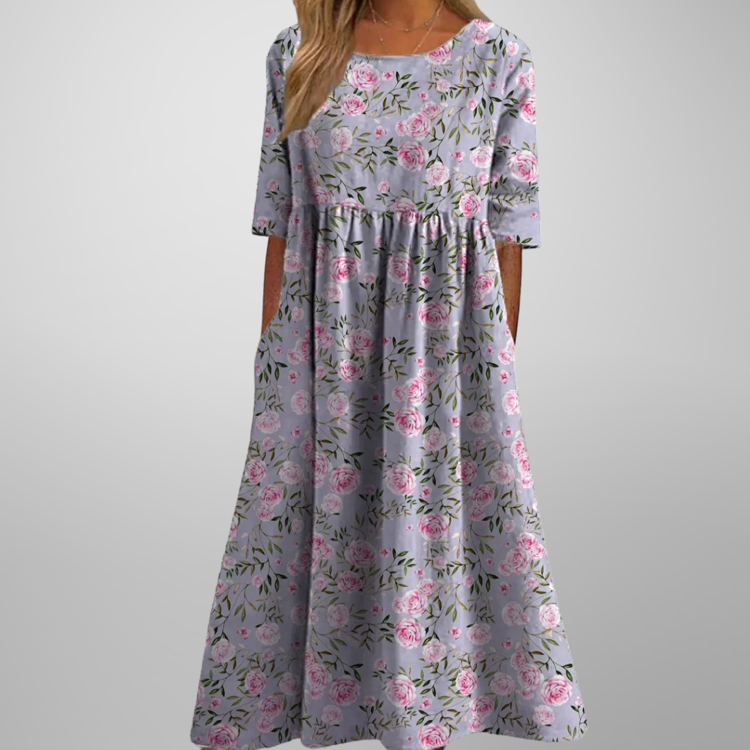 Duttini | Elegant Relaxed Floral Midi Dress with a Timeless Finish