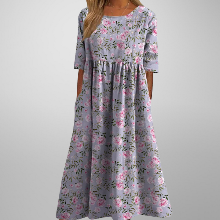 Duttini | Elegant Relaxed Floral Midi Dress with a Timeless Finish