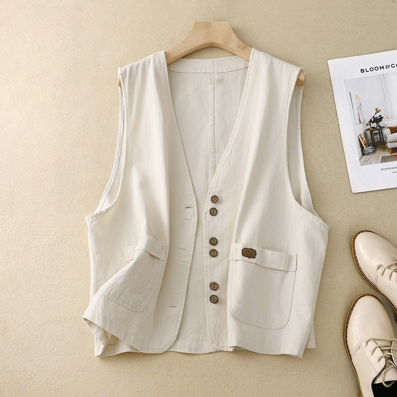 Duttini | Sculpted Relaxed Button Vest for Effortless Elegance