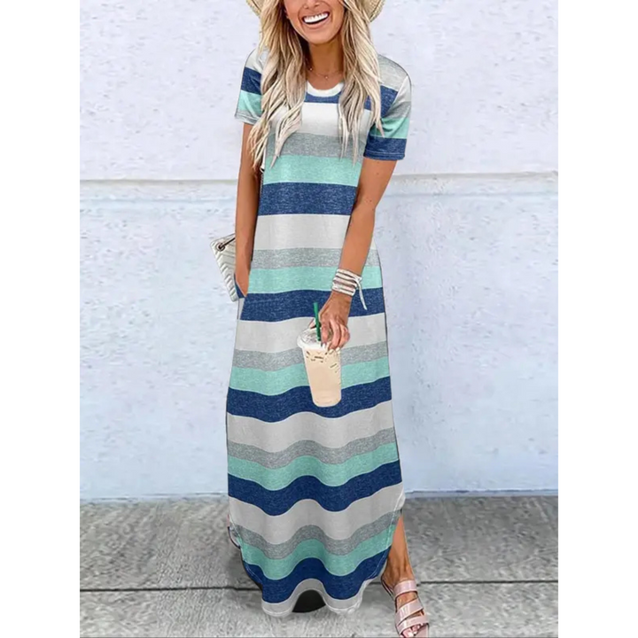 Duttini | Casual Summer Round Neck Maxi Dress with a Timeless Finish