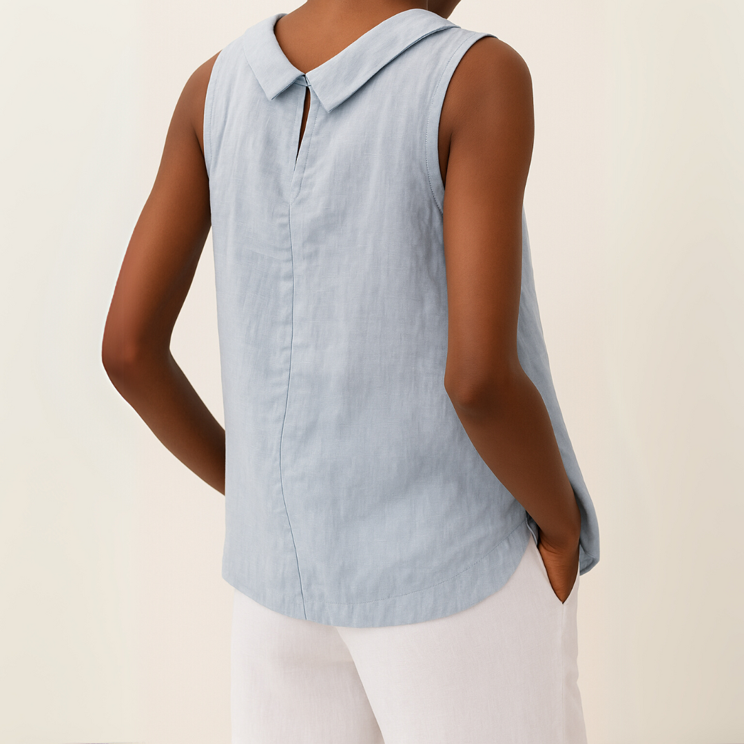 Duttini | Luxe Sleeveless Roll Collar Top for a Polished Look