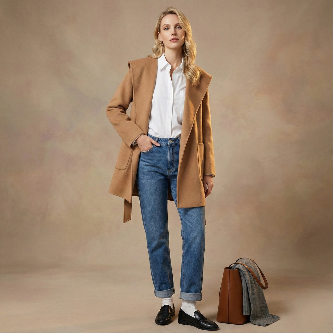 Duttini | Long Pointed Coat in Camel Hair