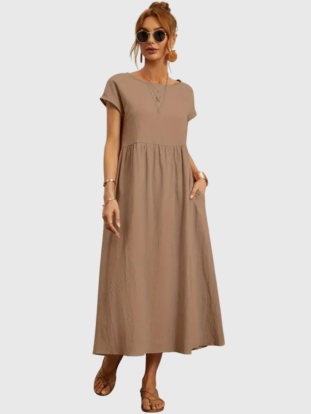 Duttini | Casual Pocket Dress for Women in Cotton Blend, Relaxed Fit, Navy