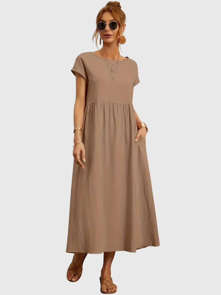 Duttini | Casual Pocket Dress for Women in Cotton Blend, Relaxed Fit, Navy