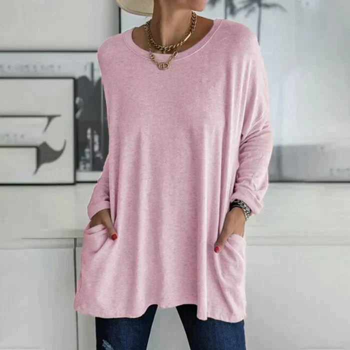 Duttini | Luxe Oversized Long Sleeve Tunic Top With Pockets