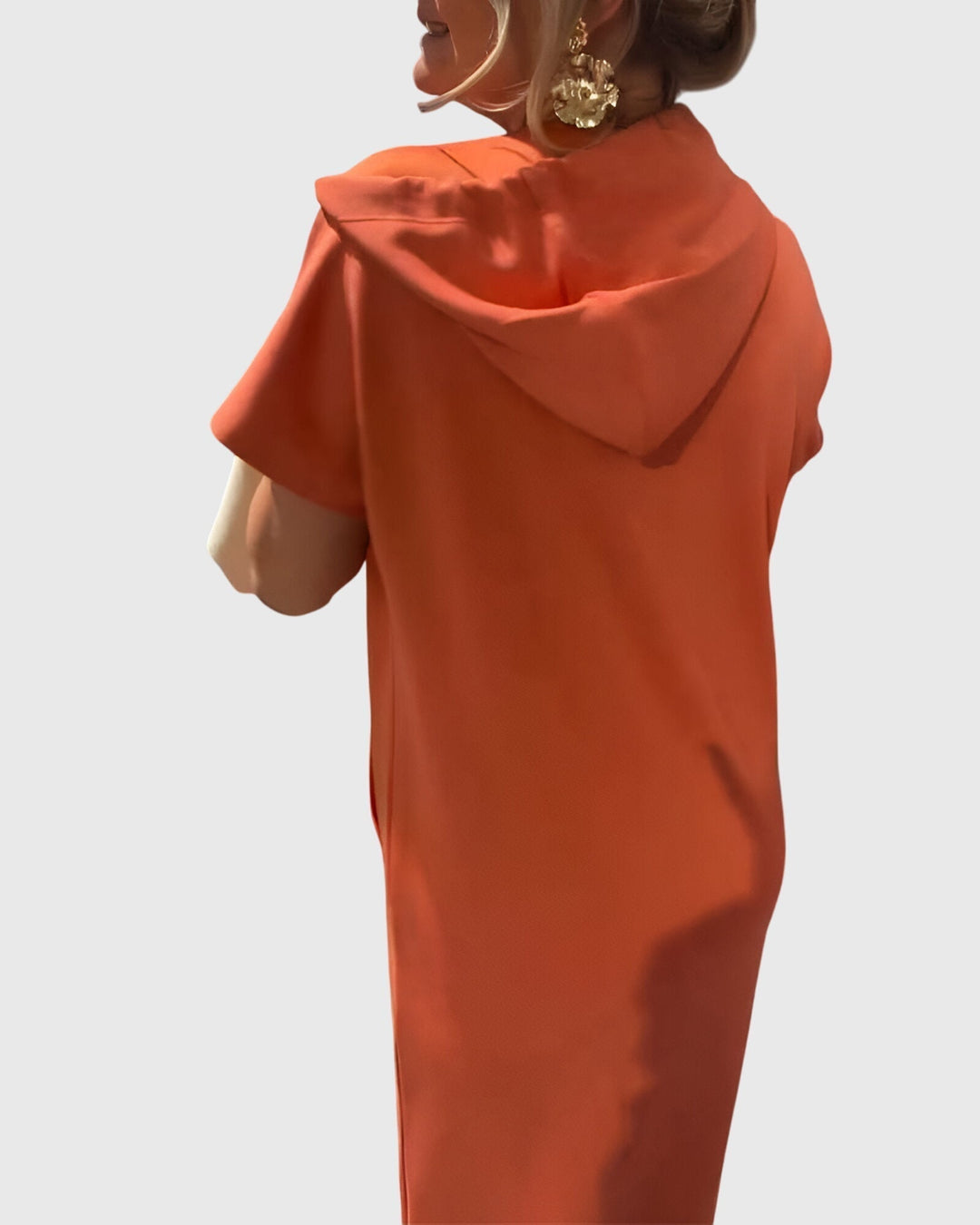 Duttini | Casual Hoodie Dress for Women in Cotton Blend, Relaxed Fit, Gray