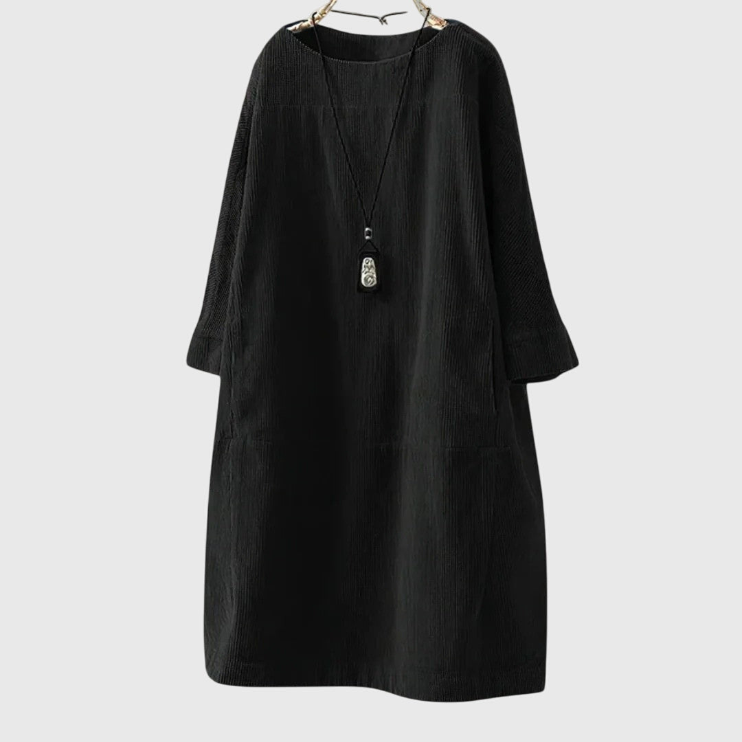 Duttini | Relaxed Corduroy Midi Dress for Women in Green