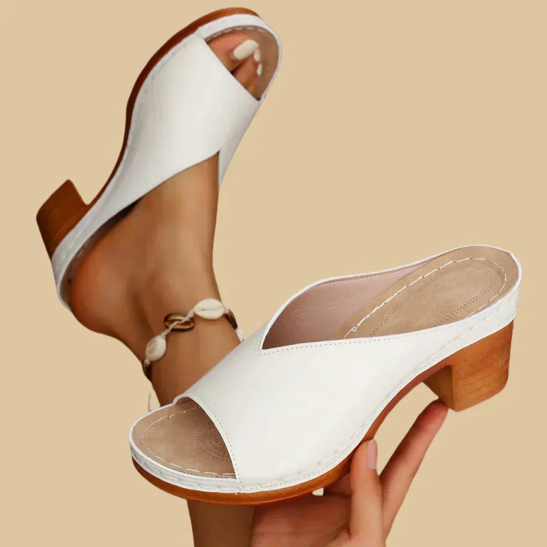 Duttini | Lightweight Open Toe Block Heel Slide for Walking in Comfort