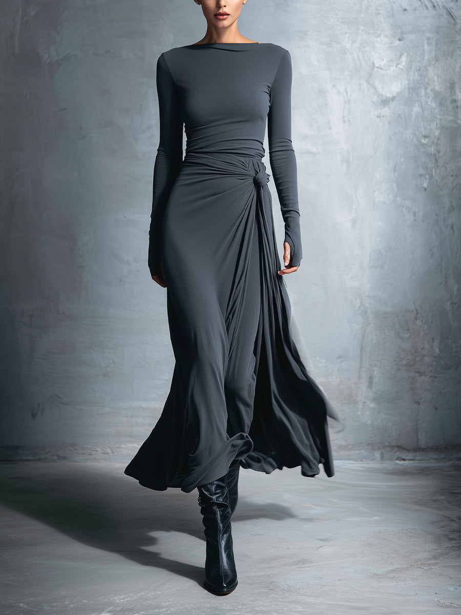 Duttini | Grey Knit Wrap Dress