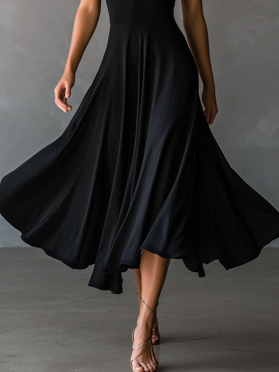 Duttini | Black Halter Neck Evening Dress