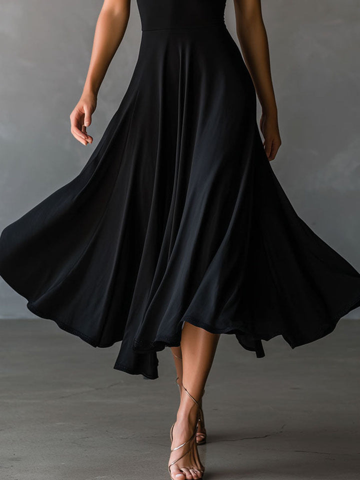 Duttini | Black Halter Neck Evening Dress