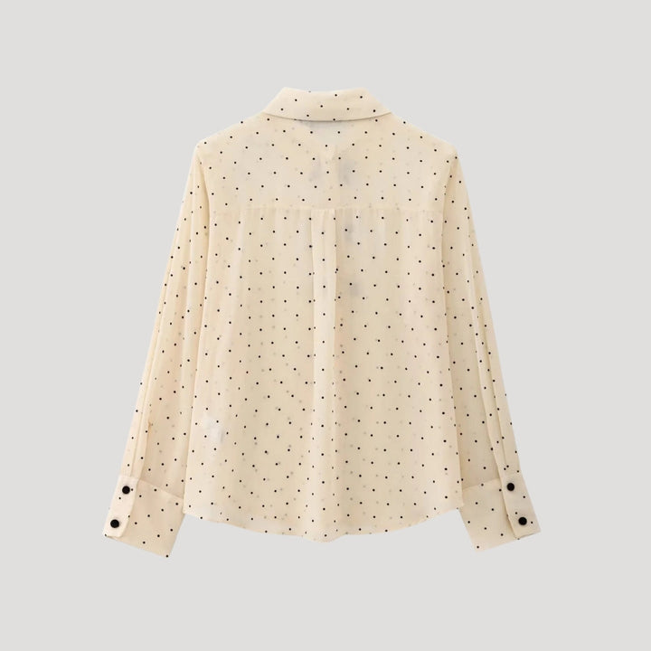 Duttini | Polka Dot Bow Tie Blouse – Long Sleeve Chiffon Shirt