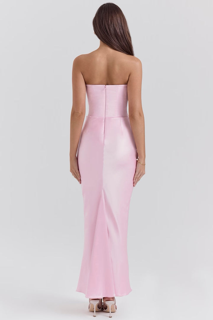 Duttini | Sculpted Wedding Guest Lace Strapless Dress Evening