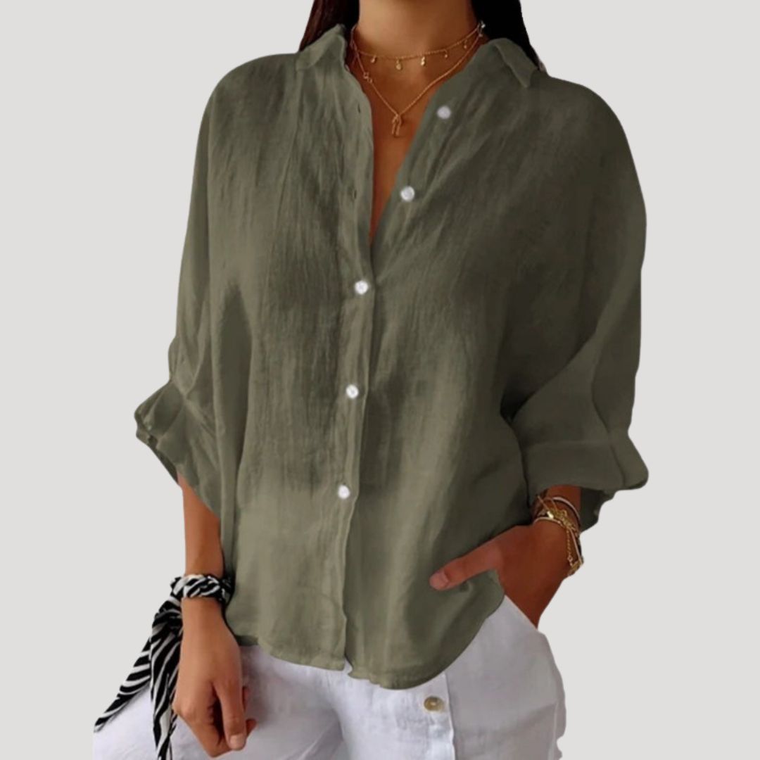 Duttini | Linen Long Sleeve Button Shirt Blouse