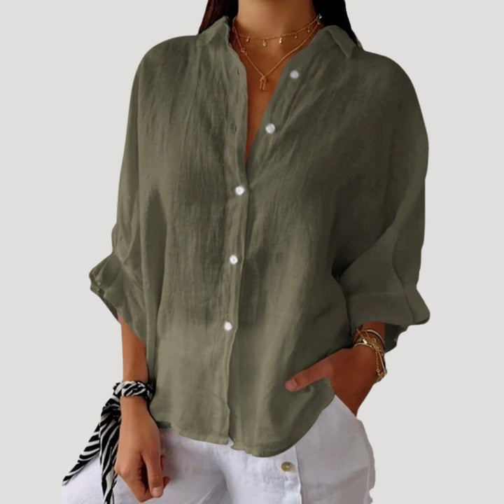 Duttini | Linen Long Sleeve Button Shirt Blouse