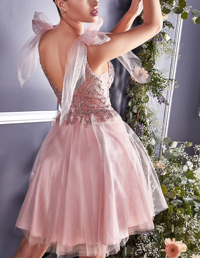 Duttini | Red Sequin A-Line Rhinestone Strappy Dress