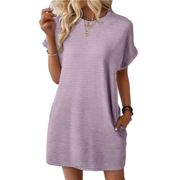 Duttini | Graceful Crew Neck Short Sleeve T-Shirt Mini Dress