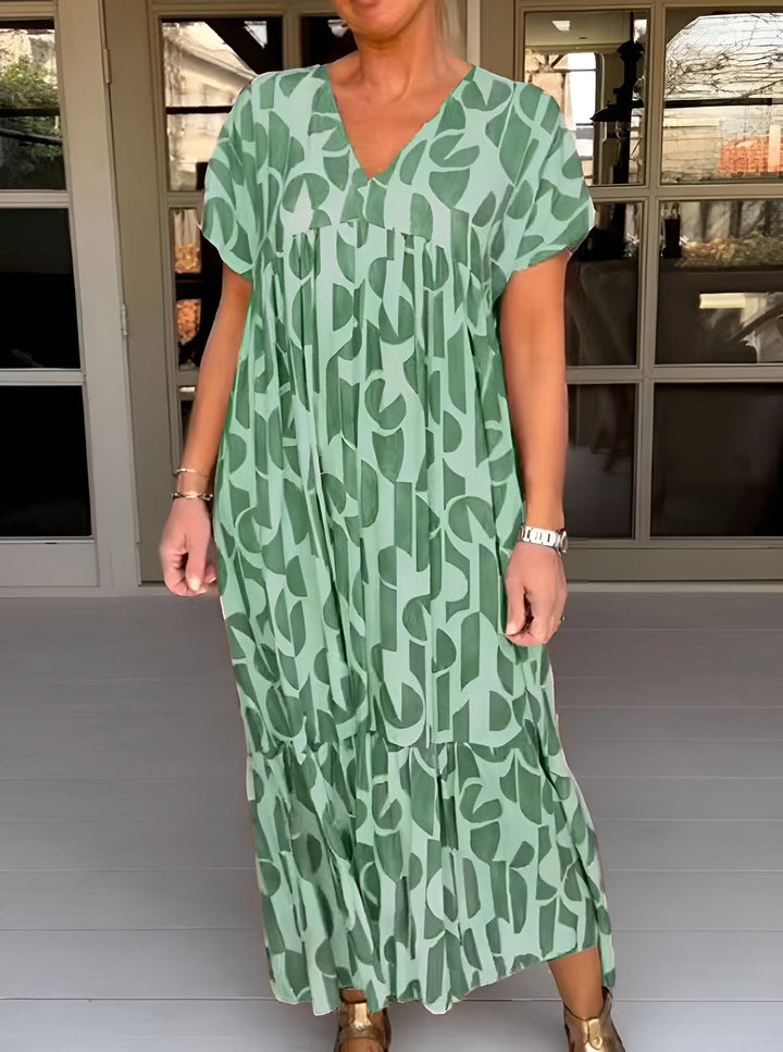 Duttini | Sophisticated V Neck Flowy Draped Midi Dress Evening