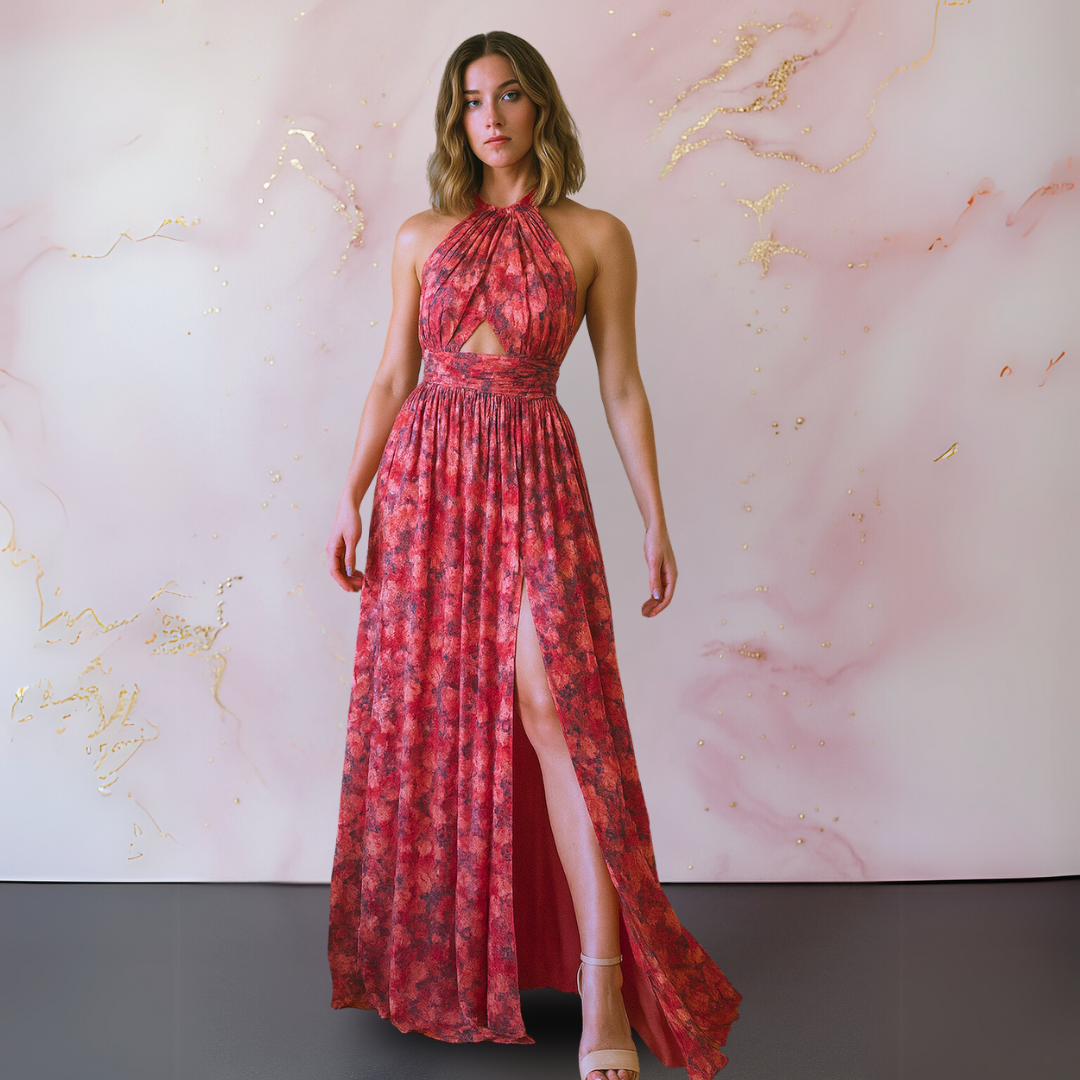 Duttini | Elegant Floral Maxi Dress with Graceful Drape