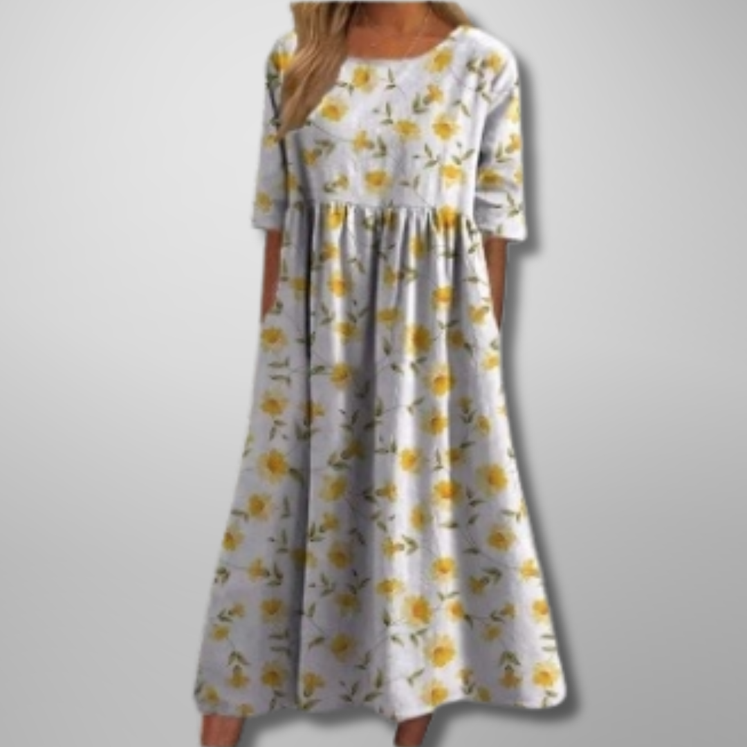 Duttini | Elegant Relaxed Floral Midi Dress with a Timeless Finish