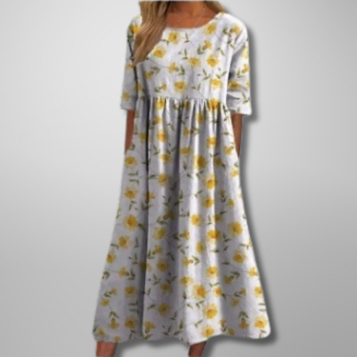 Duttini | Elegant Relaxed Floral Midi Dress with a Timeless Finish