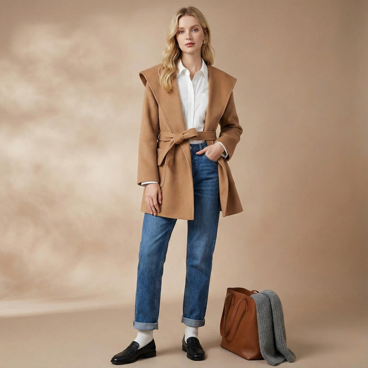 Duttini | Long Pointed Coat in Camel Hair