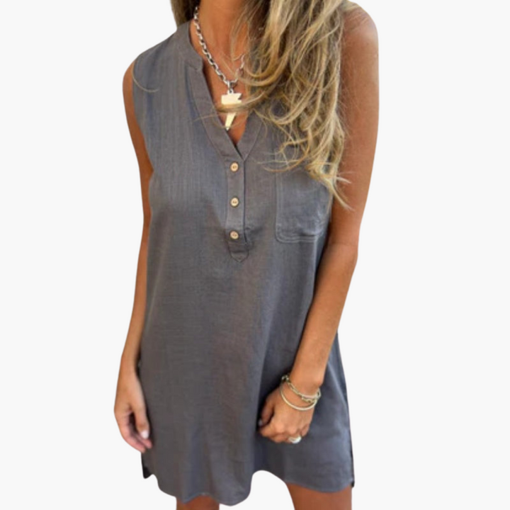 Duttini | Sleeveless V-Neck Dress for Women in Elegant Fabric