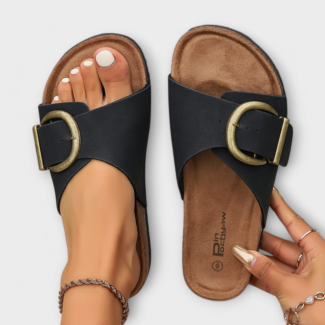 Duttini | Premium Open Toe Slide With Wide Single-band