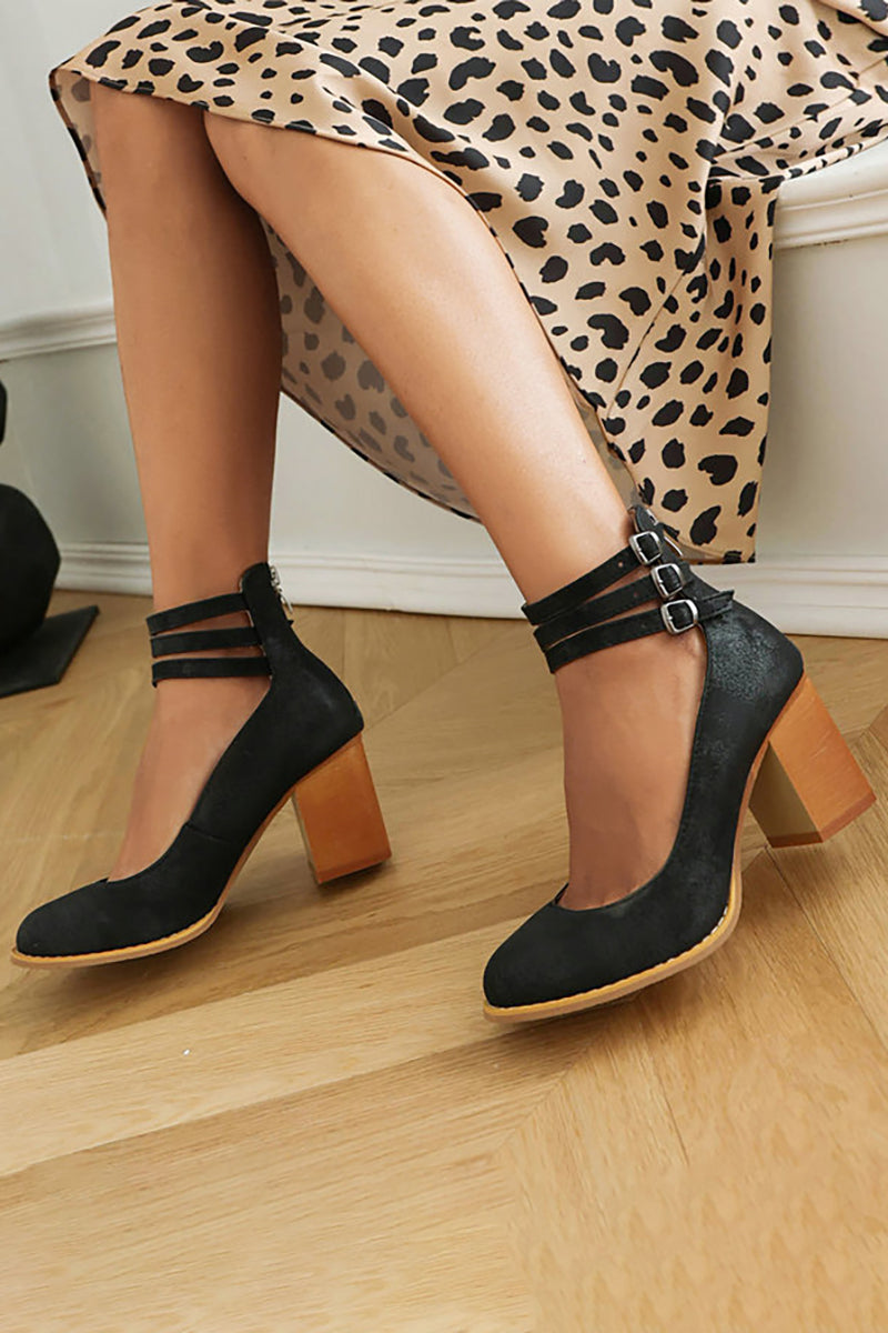 Duttini | Premium Smooth Sandals With Ankle Strap And Thick Heel