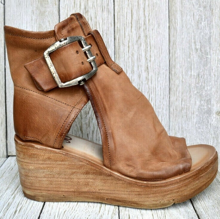Duttini | Orthopedic Wedge Sandals With Buckle In Boho Style