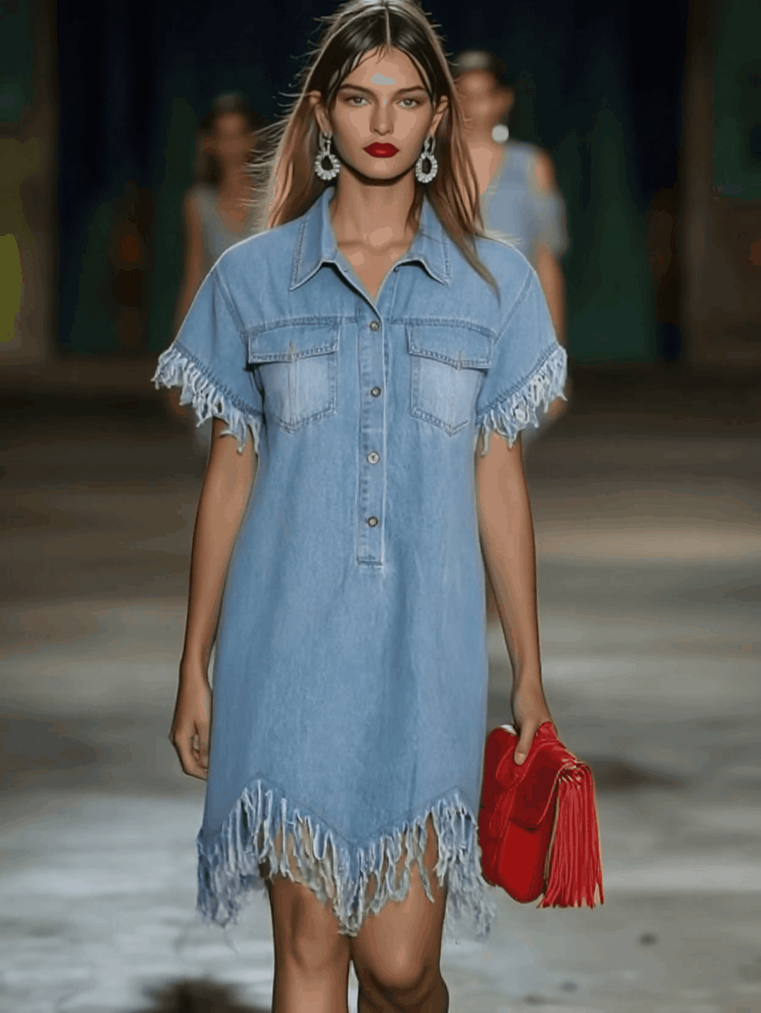 Duttini | Denim Tassel Casual Dress