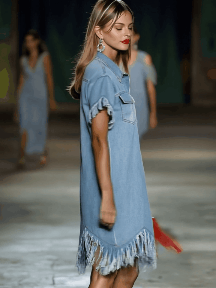 Duttini | Denim Tassel Casual Dress