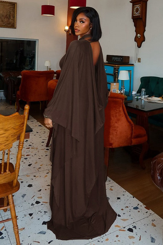 Duttini | Backless Sheer Shawl Two Piece Set
