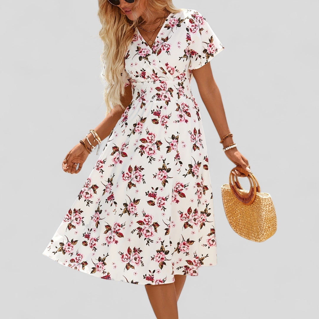 Duttini | Summer Midi Dress for Women in Comfortable Fit, Light Color