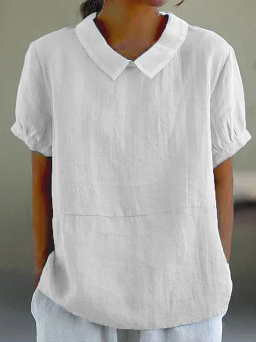 Duttini | Statement Peter Pan Collar Short Sleeve Casual Top