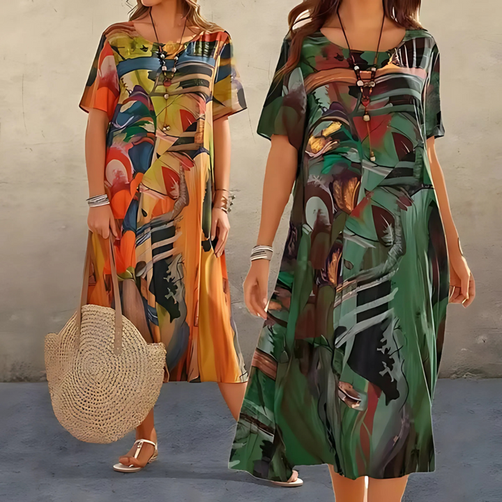 Duttini | Elegant Floral Dress with Graceful Drape