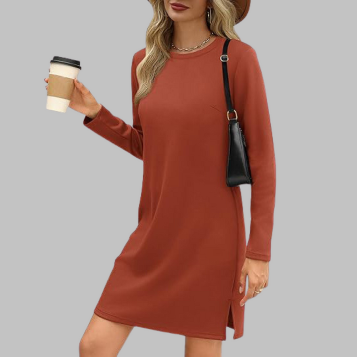 Duttini | Comfortable Long Sleeve Round Neck Dress