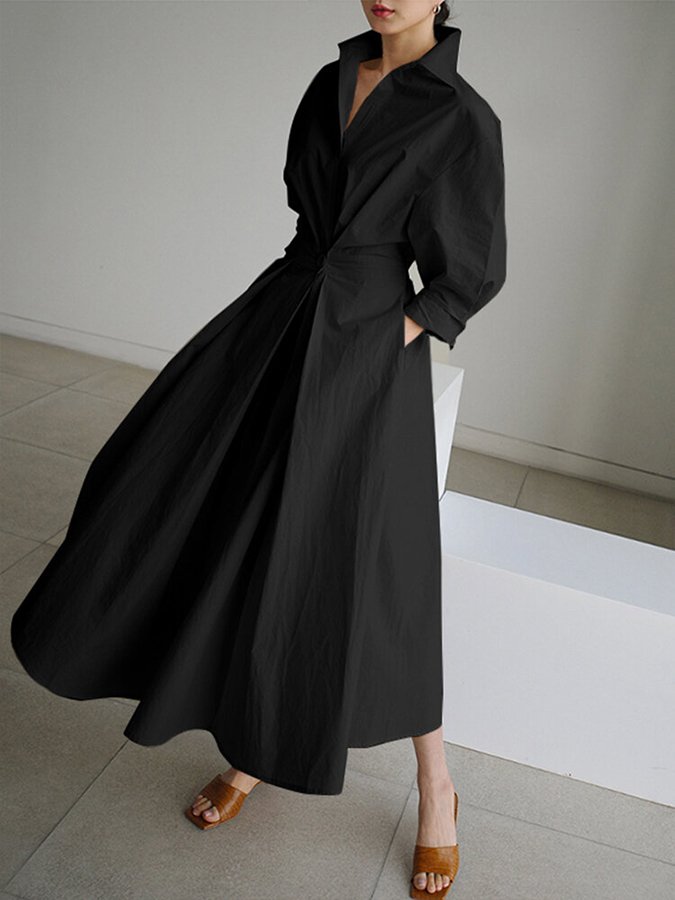 Duttini | Elegant Long Dress with Graceful Drape