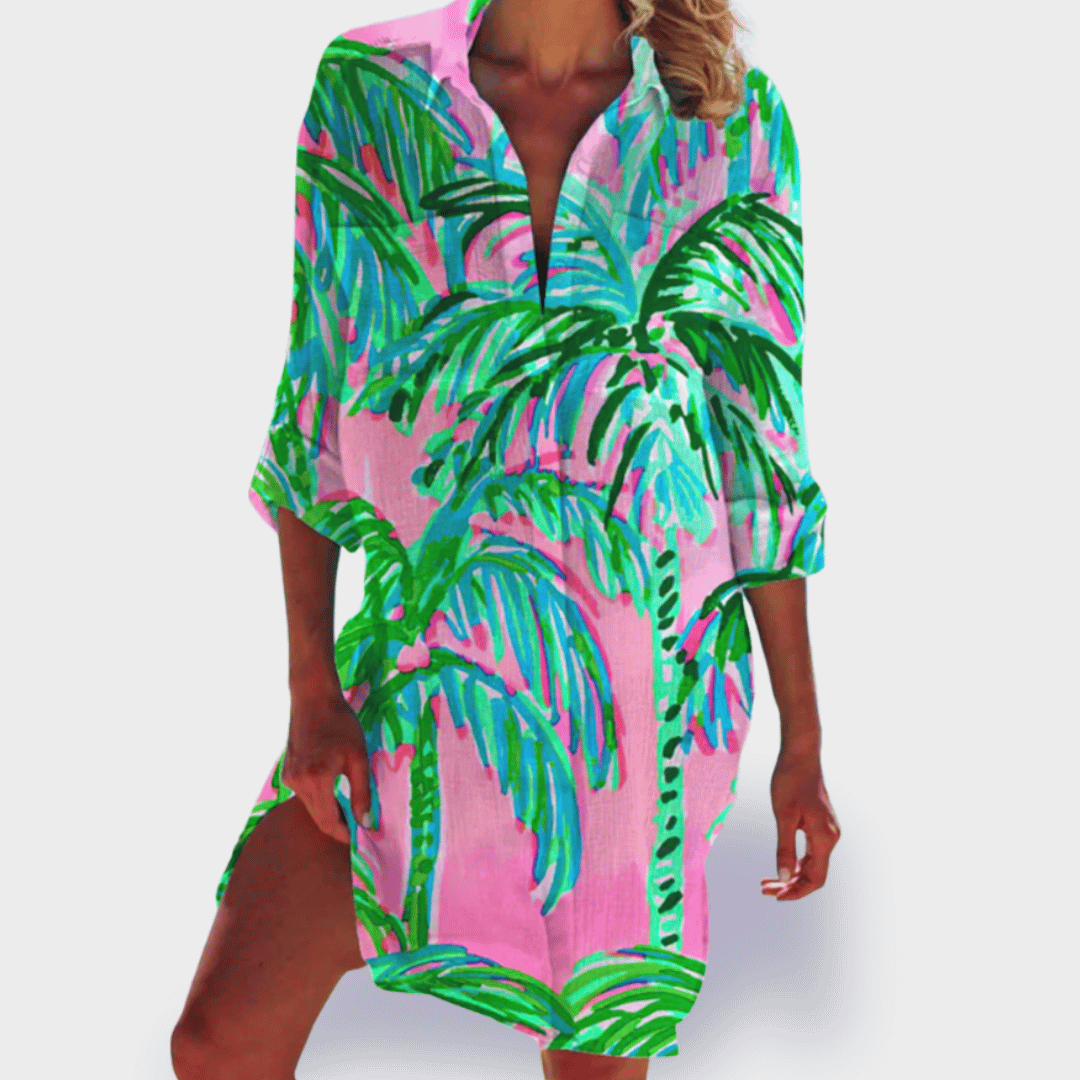 Duttini | Chic Flowy Colorful Draped Dress Casual Summer