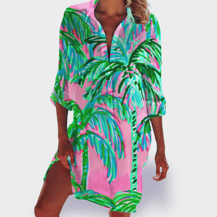 Duttini | Chic Flowy Colorful Draped Dress Casual Summer
