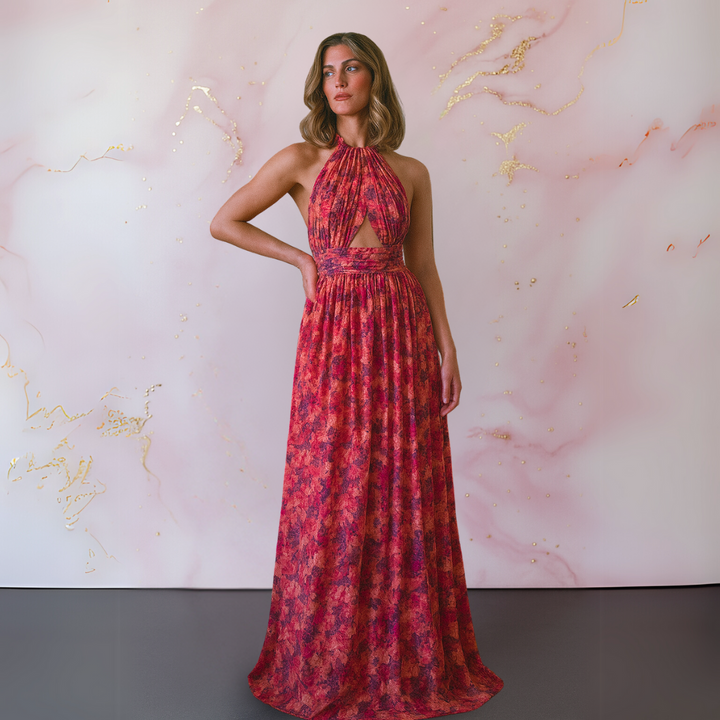 Duttini | Elegant Floral Maxi Dress with Graceful Drape