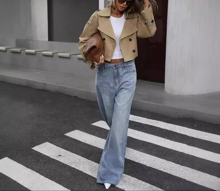 Duttini | Women’s Cropped Double-Breasted Trench Jacket