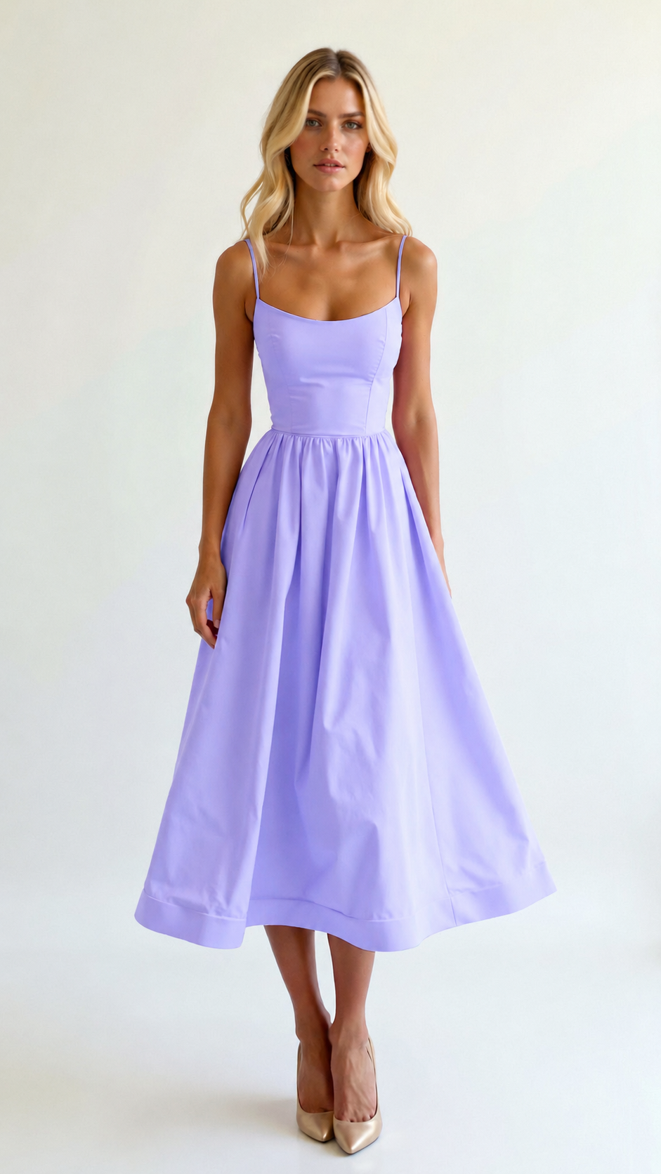 Duttini | Strappy Midi Dress, Fitted Bodice, Flowing Skirt