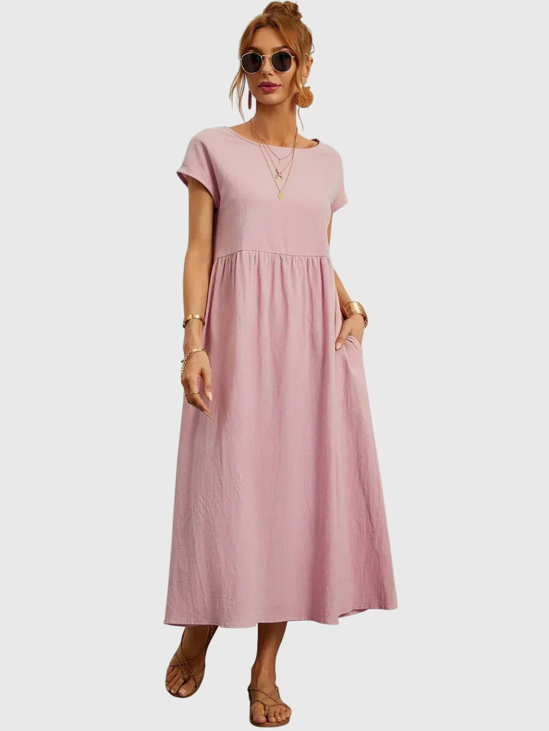 Duttini | Casual Pocket Dress for Women in Cotton Blend, Relaxed Fit, Navy