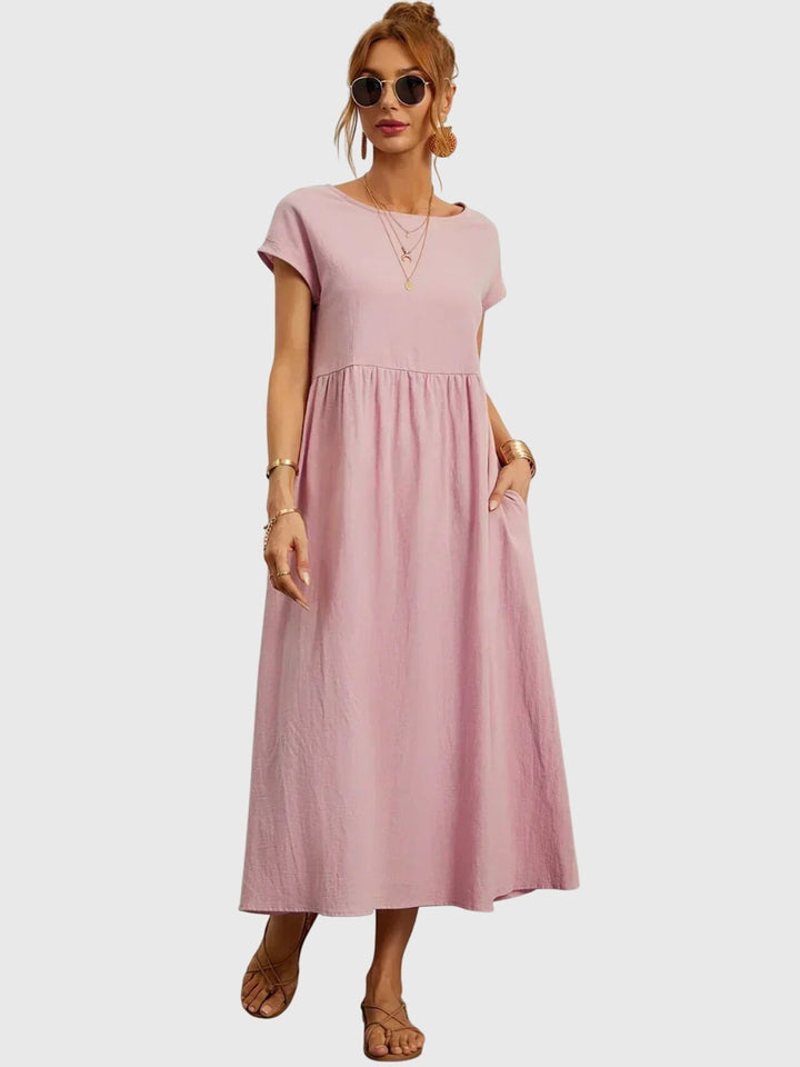 Duttini | Casual Pocket Dress for Women in Cotton Blend, Relaxed Fit, Navy