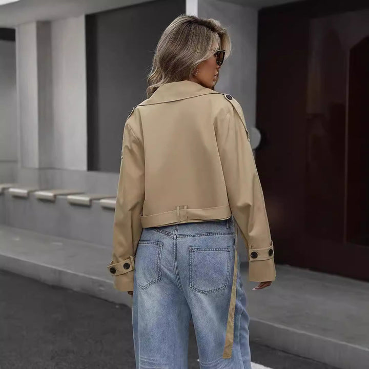 Duttini | Women’s Cropped Double-Breasted Trench Jacket