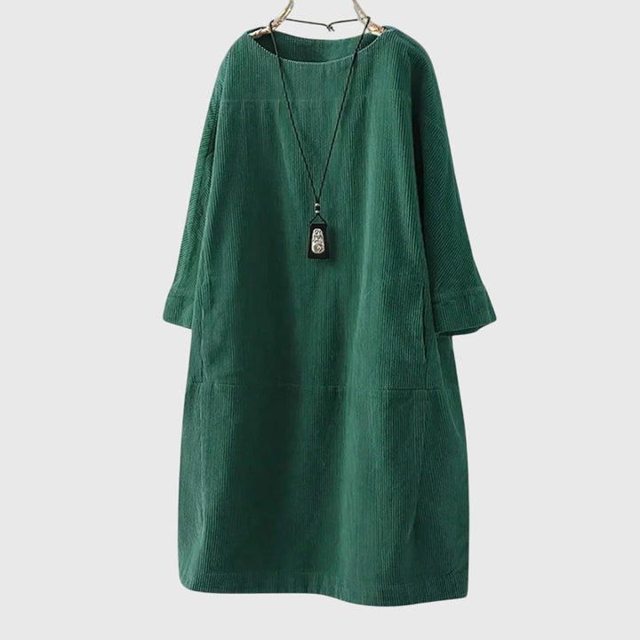 Duttini | Relaxed Corduroy Midi Dress for Women in Green