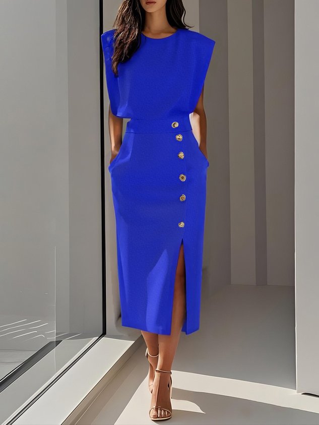 Duttini | Effortless Charm Midi Dress with a Flattering Silhouette