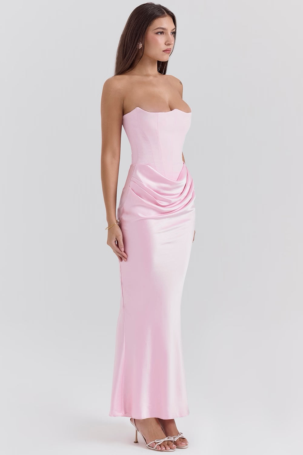 Duttini | Sculpted Wedding Guest Lace Strapless Dress Evening