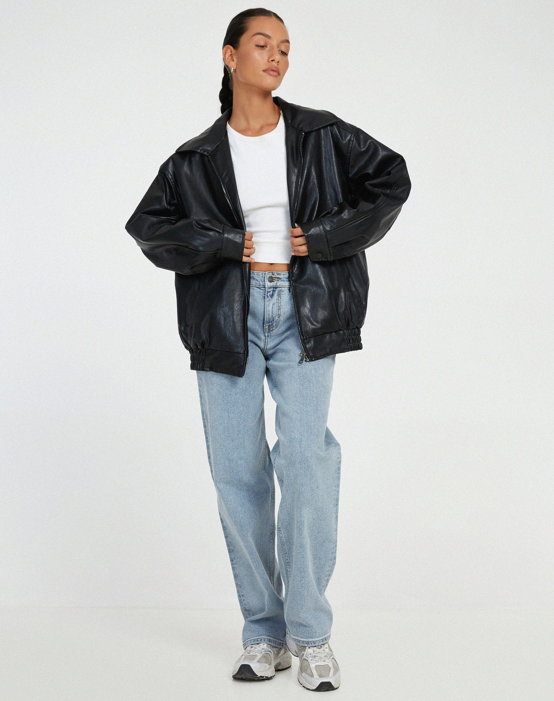 Duttini | Women’s Oversized Leather Bomber Jacket